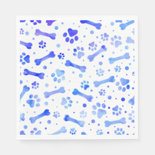 Serviette En Papier Fête d'anniversaire des Empreintes de pattes bleus