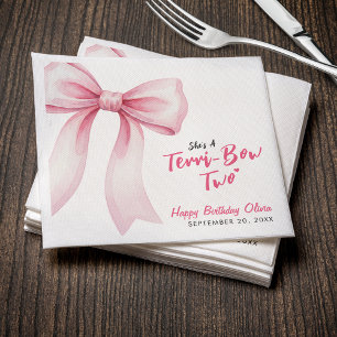 Serviette En Papier Fête d'anniversaire des filles au nœud rose 2ème a