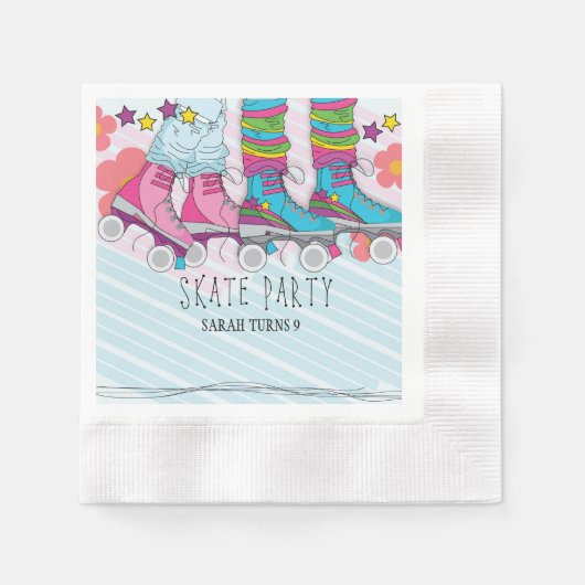 Serviette En Papier Fête d'anniversaire des filles de patinage à roule (Devant)