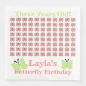 Serviette En Papier Fête d'anniversaire des papillons (Devant)