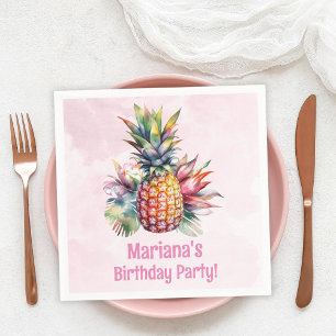 Serviette En Papier Fête d'anniversaire d'été Aloha Ananas