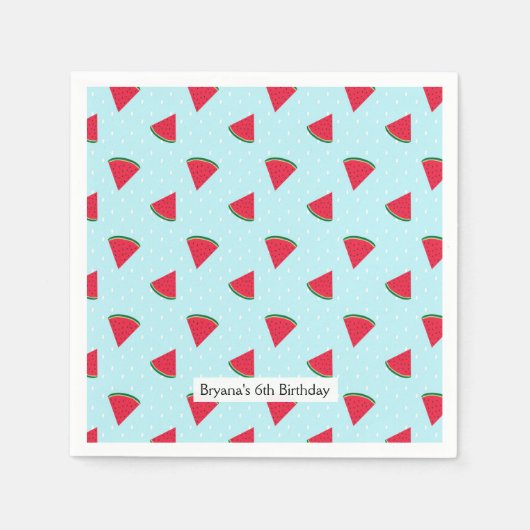 Serviette En Papier Fête d'anniversaire d'été amusante pastèque bleue (Devant)