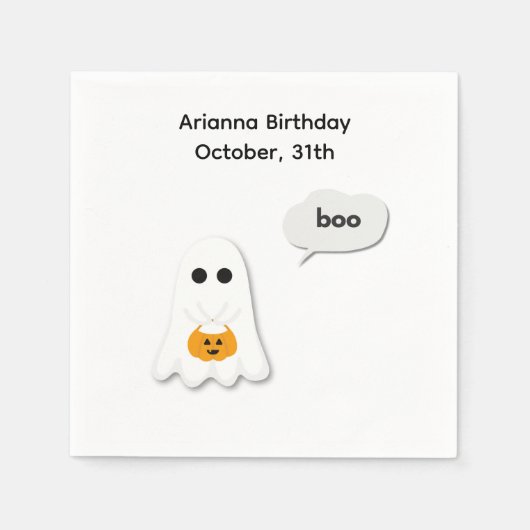 Serviette En Papier Fête d'anniversaire d'Halloween | Conception minim (Devant)