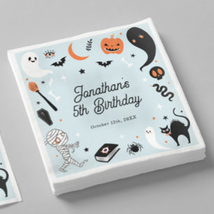 Serviette En Papier Fête d'anniversaire d'Halloween pour garçon bleu