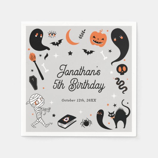 Serviette En Papier Fête D'Anniversaire D'Halloween Pour Garçons (Devant)