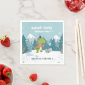 Serviette En Papier Fête d'anniversaire d'hiver RAWR-some Dino (En situation)