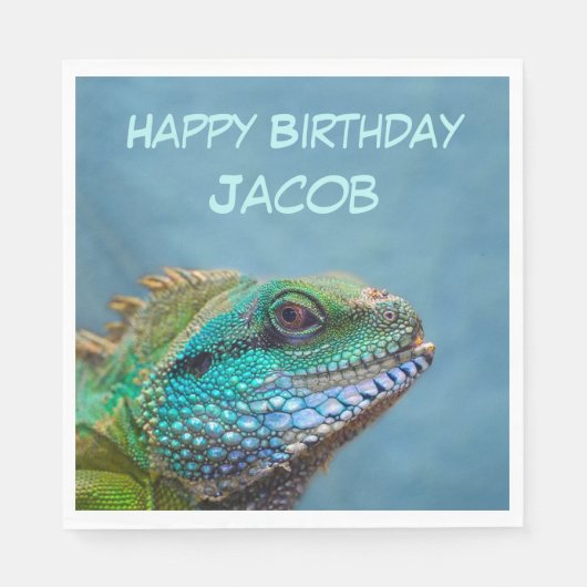 Serviette En Papier Fête d'anniversaire d'Iguana (Devant)