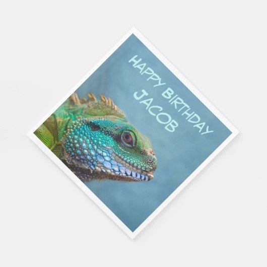 Serviette En Papier Fête d'anniversaire d'Iguana (Coin)