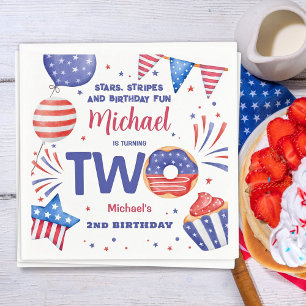 Serviette En Papier Fête d'anniversaire du 14 juillet pour un 2e anniv