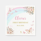 Serviette En Papier Fête d'anniversaire du Boho papillon rose (Devant)