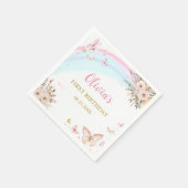 Serviette En Papier Fête d'anniversaire du Boho papillon rose (Coin)