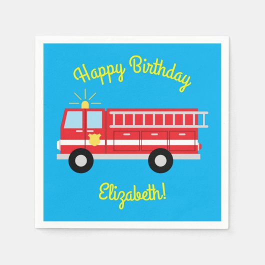 Serviette En Papier Fête d'anniversaire du camion d'incendie (Devant)