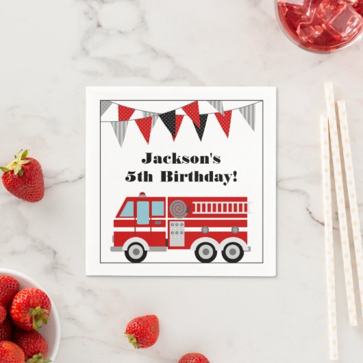 Serviette En Papier Fête d'anniversaire du camion d'incendie Personnal (En situation)