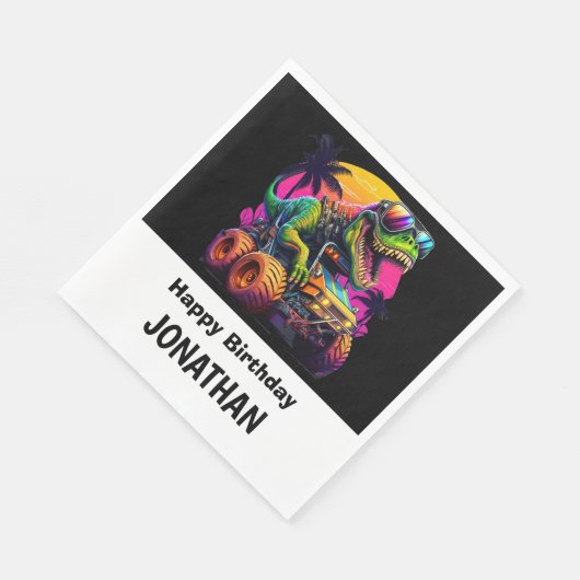 Serviette En Papier Fête d'anniversaire du camion Dino-Mite Monster (Coin)