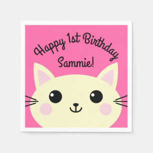 Serviette En Papier Fête d'anniversaire du chat
