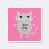 Serviette En Papier Fête d'anniversaire du chat (Devant)