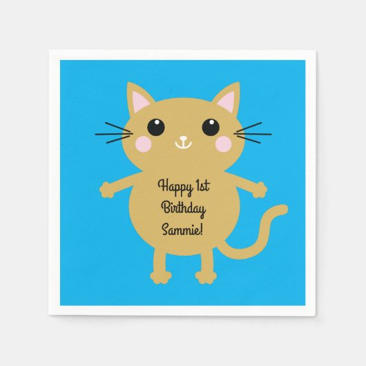 Serviette En Papier Fête d'anniversaire du chat (Devant)