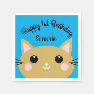 Serviette En Papier Fête d'anniversaire du chat