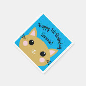 Serviette En Papier Fête d'anniversaire du chat (Coin)