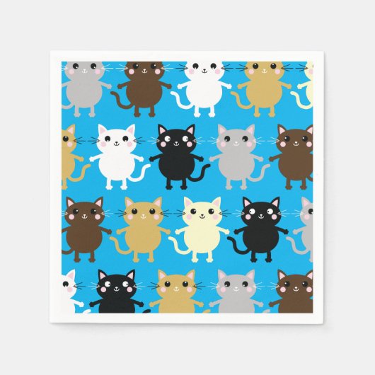 Serviette En Papier Fête d'anniversaire du chat (Devant)