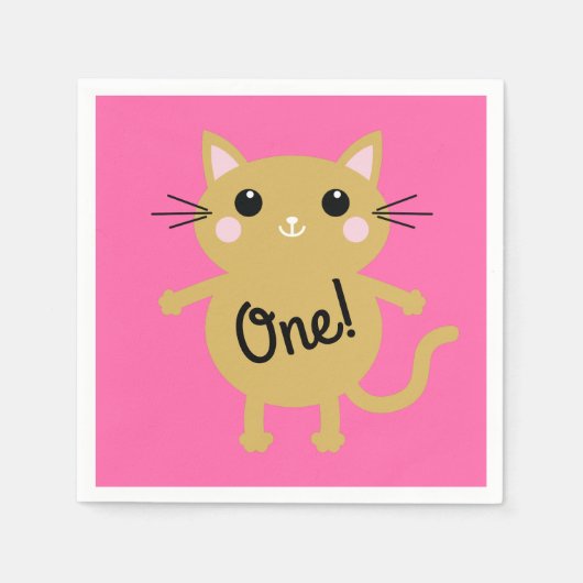 Serviette En Papier Fête d'anniversaire du chat (Devant)