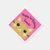 Serviette En Papier Fête d'anniversaire du chat (Coin)