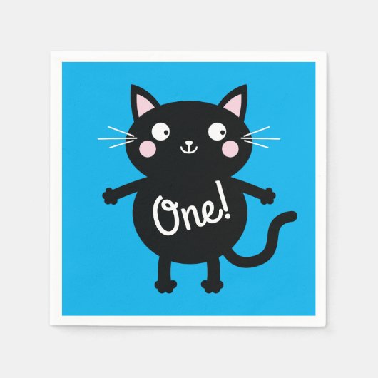 Serviette En Papier Fête d'anniversaire du chat (Devant)