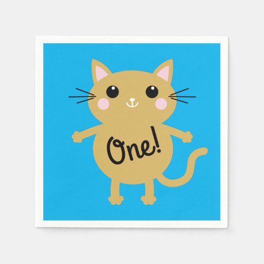 Serviette En Papier Fête d'anniversaire du chat (Devant)