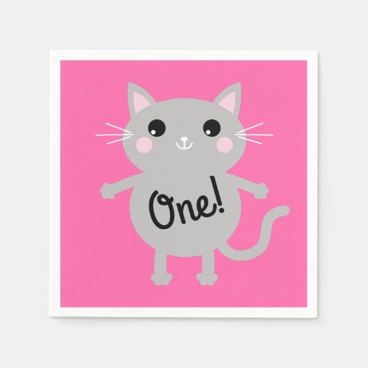 Serviette En Papier Fête d'anniversaire du chat (Devant)