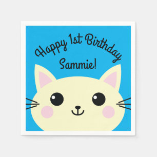 Serviette En Papier Fête d'anniversaire du chat