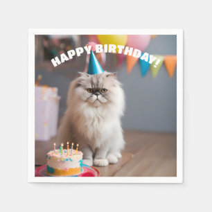 Serviette En Papier Fête d'anniversaire du chat perse