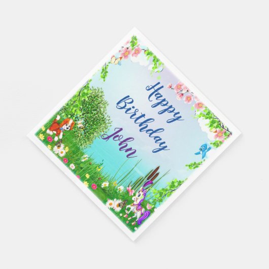 Serviette En Papier Fête D'Anniversaire Du Chien Et Du Cheval (Coin)