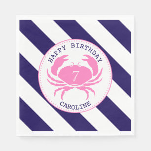Serviette En Papier Fête d'anniversaire du crabe rose