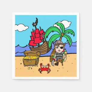 Serviette En Papier Fête d'anniversaire du garçon à thème Pirate