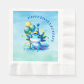 Serviette En Papier Fête d'anniversaire du garçon Axolotl bleu et vert (Devant)