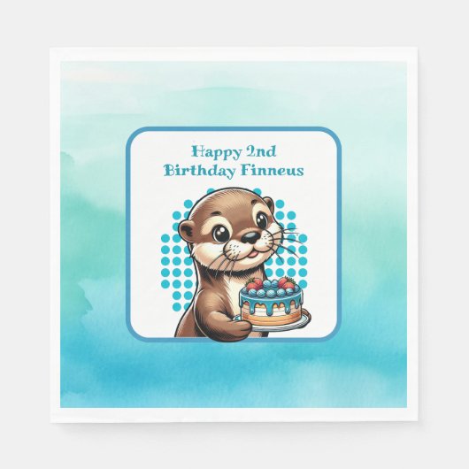 Serviette En Papier Fête d'anniversaire du garçon Otter thème personna (Devant)