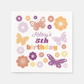 Serviette En Papier Fête d'anniversaire du papillon rétro (Devant)