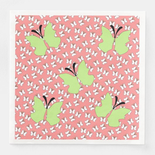 Serviette En Papier Fête d'anniversaire du papillon vert (Devant)