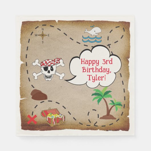Serviette En Papier Fête d'anniversaire du Pirate (Devant)