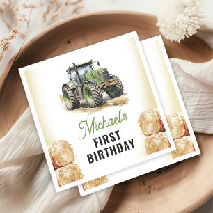 Serviette En Papier Fête d'anniversaire du tracteur aquarelle