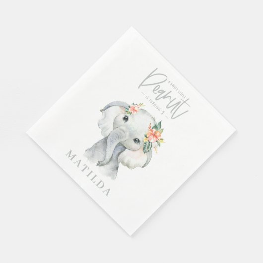 Serviette En Papier fête d'anniversaire d'un doux petit éléphant d'ara (Coin)