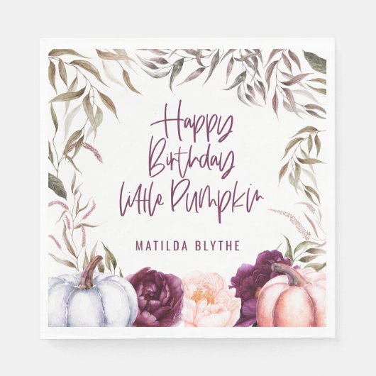 Serviette En Papier Fête d'anniversaire d'un petit citrouille à l'auto (Devant)