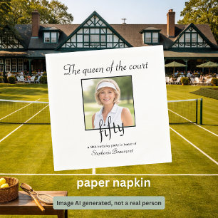 Serviette En Papier Fête d'anniversaire élégante de tennis photo pour