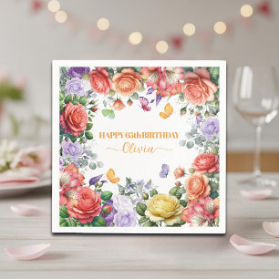 Serviette En Papier Fête d'anniversaire élégante et colorée de 65 ans 