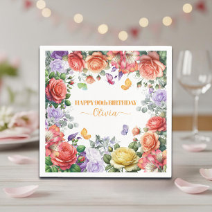 Serviette En Papier Fête d'anniversaire élégante et colorée pour 90 an