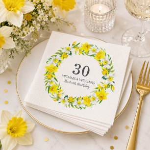 Serviette En Papier Fête d'anniversaire élégante florale jonquille pri