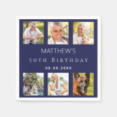 Serviette En Papier Fête d'anniversaire en photo bleu marine (Devant)