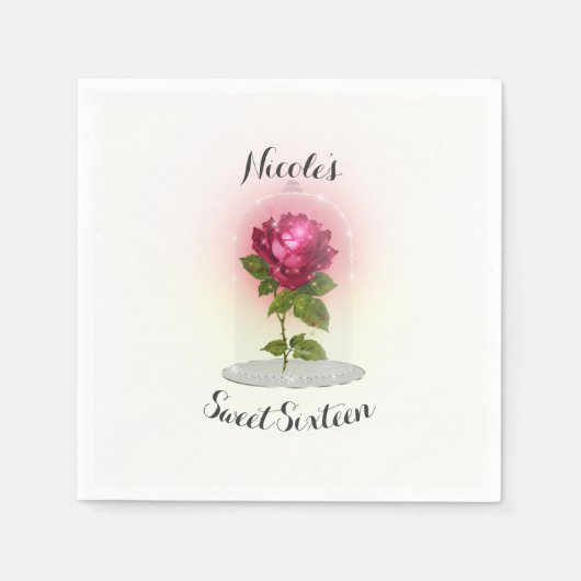 Serviette En Papier Fête d'anniversaire Enchanted Magical Red Rose (Devant)