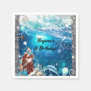 Serviette En Papier Fête d'anniversaire enchantée Mermaid Fantasy tête