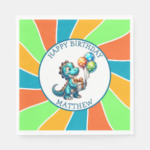 Serviette En Papier Fête d'anniversaire enfant thème dinosaure Personn